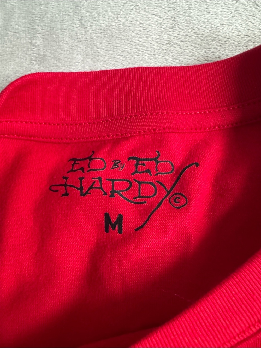 Ed Hardy Red Graphic Tee with Bold Logo - Picture 6 of 6